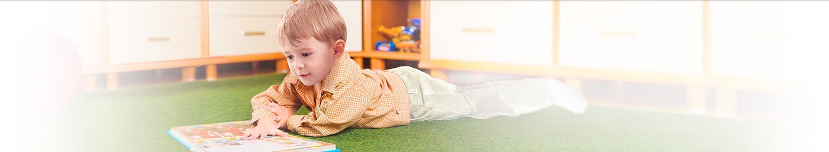 A young boy reading