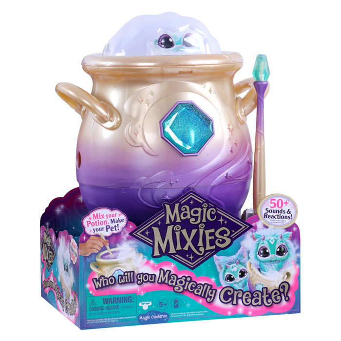 Magic Mixies Magical Real Misting Purple Cauldron with Interactive 8 Blue  and Plush Toy, Ages 5+ 