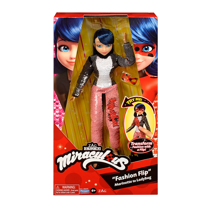 Miraculous Deluxe Fashion Flip Marinette to Ladybug Doll, Miraculous