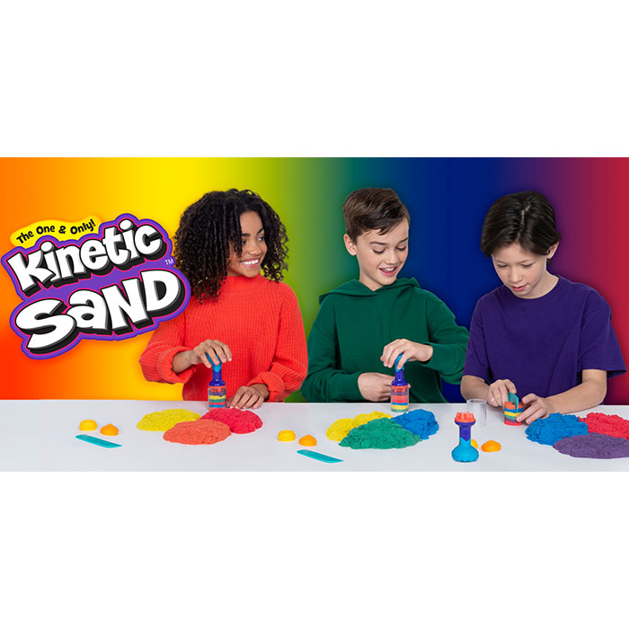 Kinetic Sand, Rainbow Mix Set with 3 Colours of Kinetic Sand