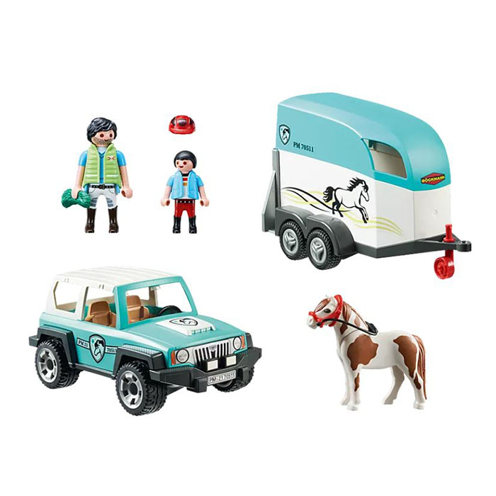 Car With Pony Trailer, Playmobil - Country