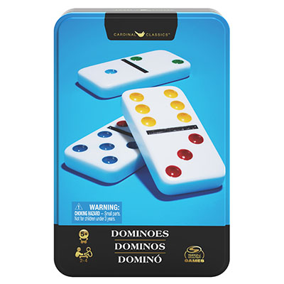 Classic Blue Double 6 Dominoes In Tin