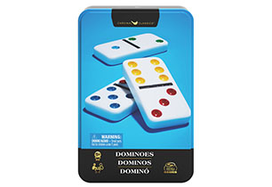 Classic Blue Double 6 Dominoes In Tin