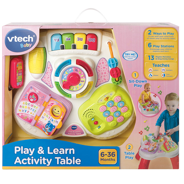 vtech play & learn activity table pink