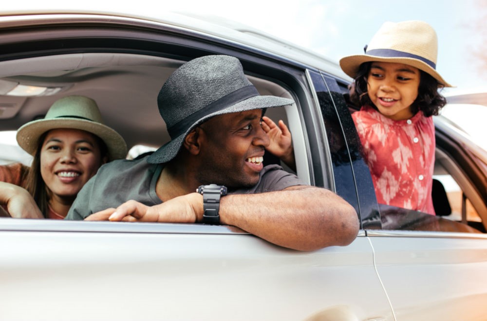 A family in a car